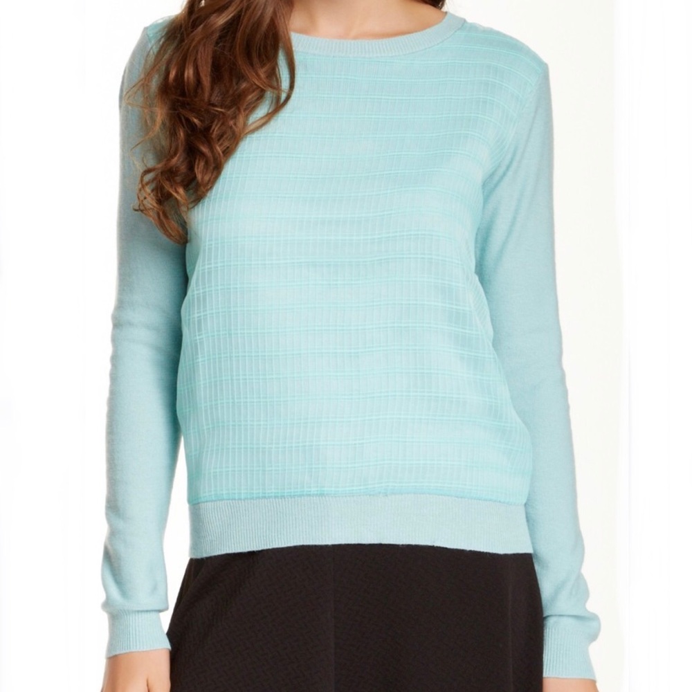 Dance & Marvel mint wool blend windowpane sweater